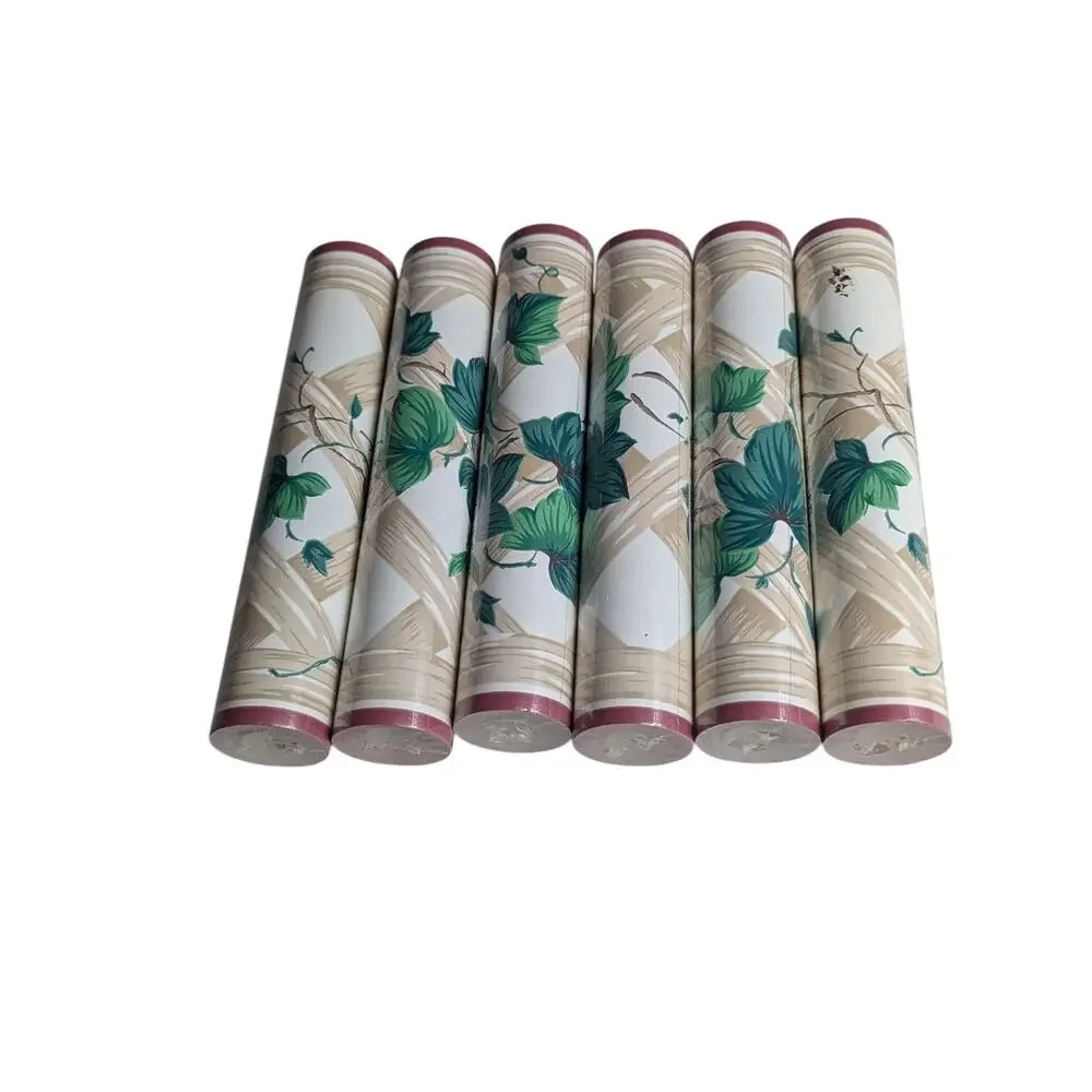 6 Rolls Sealed Vintage Foremost Wallpaper Border 5 Yd Floral Green Leaves FDB715